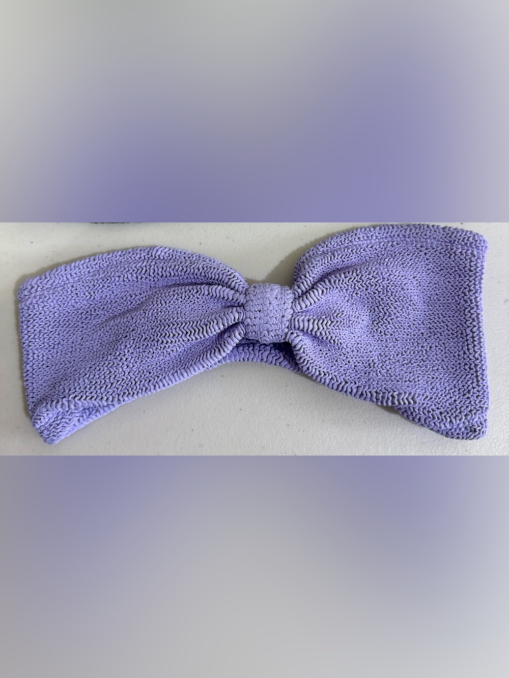 Hunza G Lavender Knit Bow One-Piece Swim Accent